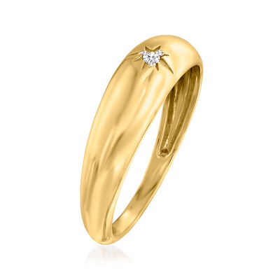 Diamond-Accented Star Dome Ring in 14kt Yellow Gold