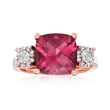 5.00 Carat Pink Tourmaline and .35 ct. t.w. Diamond Ring in 14kt Rose Gold
