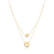 14kt Yellow Gold Nautical Helm Wheel and Compass Necklace