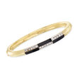 C. 1980 Vintage Black Onyx and .40 ct. t.w. Diamond Checkerboard Bangle Bracelet in 14kt Yellow Gold
