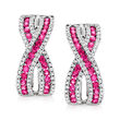 .80 ct. t.w. Ruby and .35 ct. t.w. Diamond Crisscross Earrings in 14kt White Gold