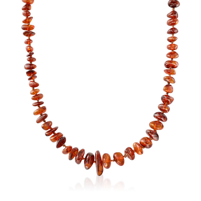C. 1970 Vintage Free-Form Amber Bead Necklace