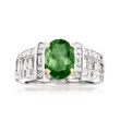 C. 1980 Vintage 1.60 Carat Green Tourmaline and 1.45 ct. t.w. Diamond Ring in 18kt White Gold