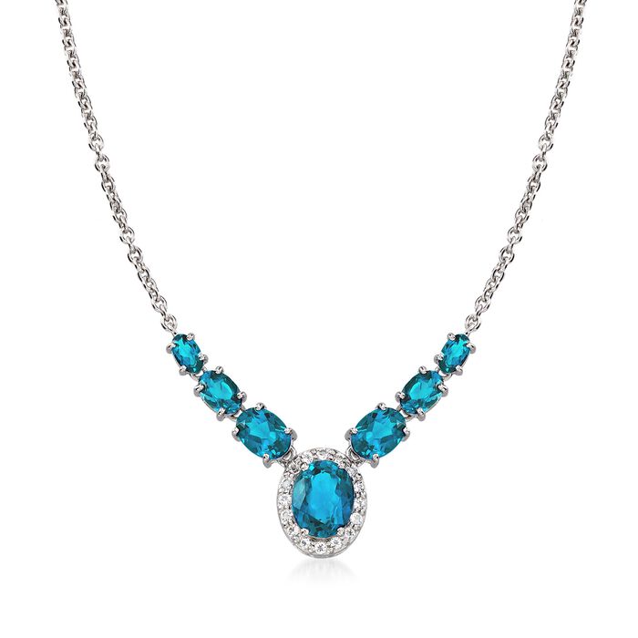 6.30 ct. t.w. London Blue and White Topaz Necklace in Sterling Silver