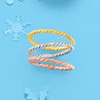 18kt Tri-Colored Gold Jewelry Set: Three Roped Rings