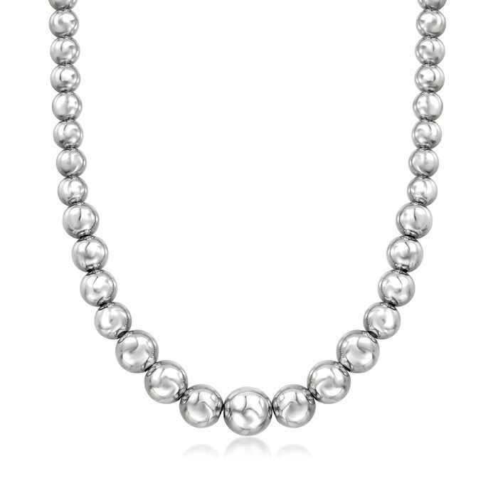 Italian Sterling Silver Graduated Bead Necklace