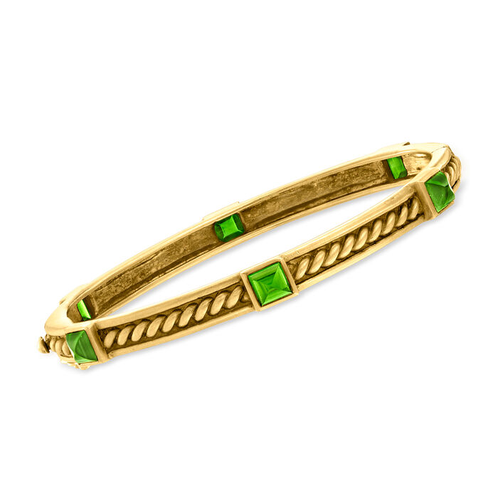 C. 1990 Vintage Judith Ripka 2.10 ct. t.w. Green Tourmaline Bangle Bracelet in 18kt Yellow Gold