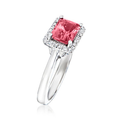 1.60 Carat Pink Tourmaline and .17 ct. t.w. Diamond Ring in 14kt White Gold