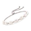 7-8mm Cultured Pearl and Sterling Silver Bead Bolo Bracelet