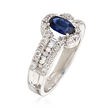 1.00 ct. t.w. Diamond and .80 Carat Sapphire Ring in 18kt White Gold