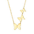 Italian 14kt Yellow Gold Butterfly Trio Necklace