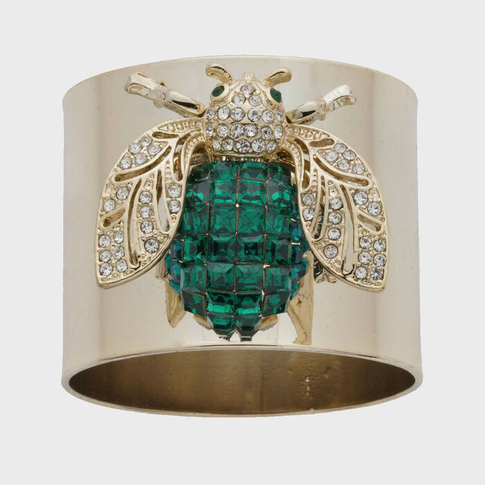 Joanna Buchanan Set of 2 Emerald Sparkle Bee Napkin Rings