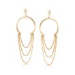 Italian 18kt Gold Over Sterling Silver Open Circle and Multi-Chain Drop Earrings