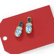 1.50 ct. t.w. Aquamarine Earrings with Sapphire and Diamond Accents in 14kt Yellow Gold
