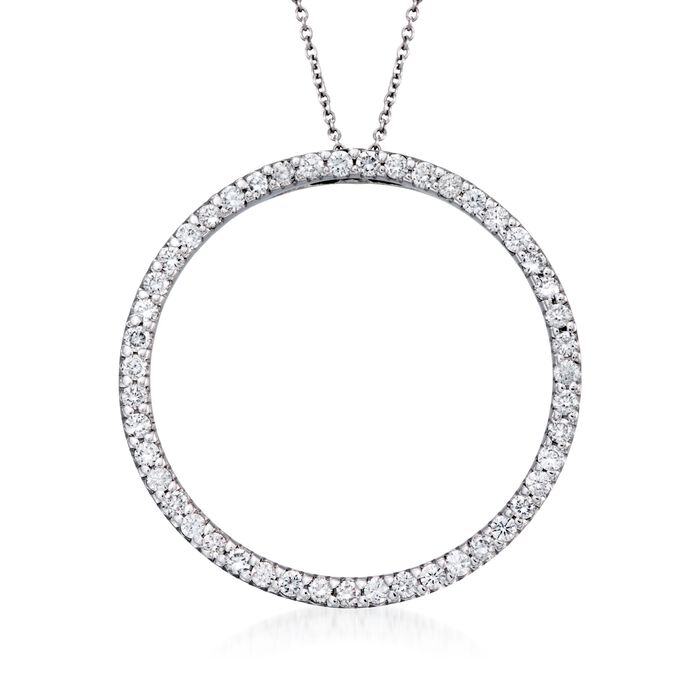 Roberto Coin 1.03 ct. t.w. Diamond Open Circle Necklace in 18kt White Gold