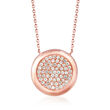 .60 ct. t.w. Pave Diamond Circle Necklace in 14kt Rose Gold