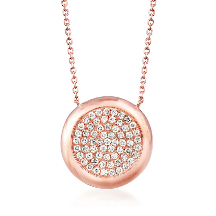 .60 ct. t.w. Pave Diamond Circle Necklace in 14kt Rose Gold