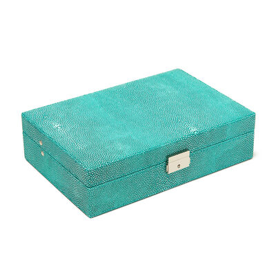 Brouk & Co. &quot;Aiden&quot; Green Shagreen Faux Leather Single-Hinged Jewelry Box