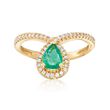 .70 Carat Emerald and .23 ct. t.w. Diamond Drop Ring in 18kt Yellow Gold
