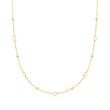 Italian 14kt Yellow Gold Bead and Heart Station Necklace