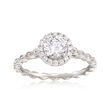 .17 ct. t.w. Diamond Halo Engagement Ring Setting in 14kt White Gold