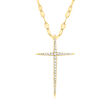 .20 ct. t.w. CZ Cross Pendant Necklace in 18kt Gold Over Sterling