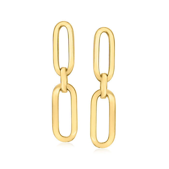 Italian 14kt Yellow Gold Paper Clip Link Drop Earrings