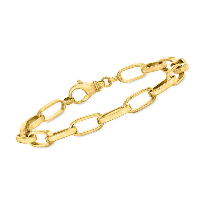 Men's Solid 10kt Yellow Gold Paper Clip Link Bracelet