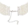 4-5.5mm Shell Pearl Multi-Row Wide Necklace in 14kt White Gold Over Sterling Silver