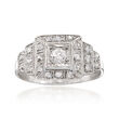 C. 1950 Vintage .55 ct. t.w. Diamond Cluster  Ring in Platinum