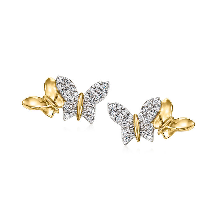 .10 ct. t.w. Diamond Butterfly Stud Earrings in 14kt Yellow Gold
