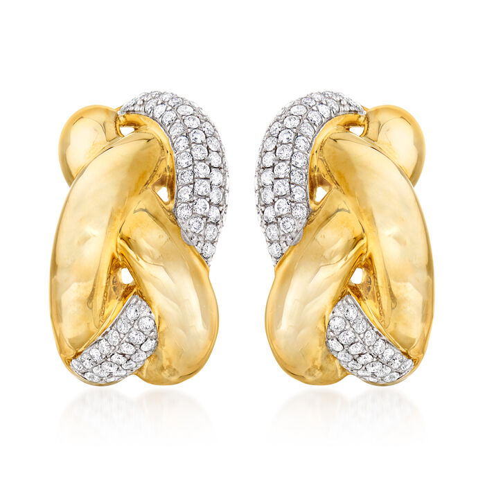 .90 ct. t.w. Pave Diamond Braided Earrings in 14kt Yellow Gold