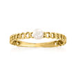 3.5-4mm Cultured Pearl Curb-Link Ring in 14kt Yellow Gold