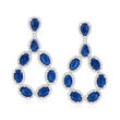 7.90 ct. t.w. Sapphire and .86 ct. t.w. Diamond Pear-Shaped Drop Earrings in 14kt White Gold