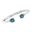5.70 ct. t.w. London Blue and White Topaz Cuff Bracelet in Sterling Silver