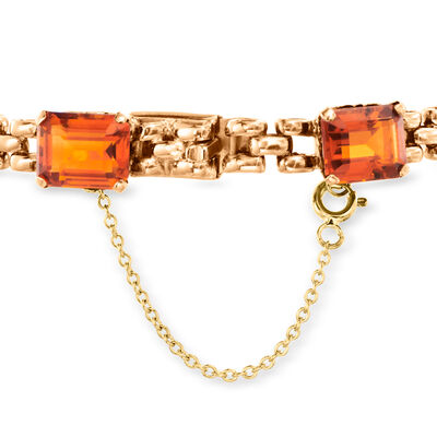 C. 1940 Vintage 20.30 ct. t.w. Citrine Panther-Style Link Bracelet in 18kt Yellow Gold