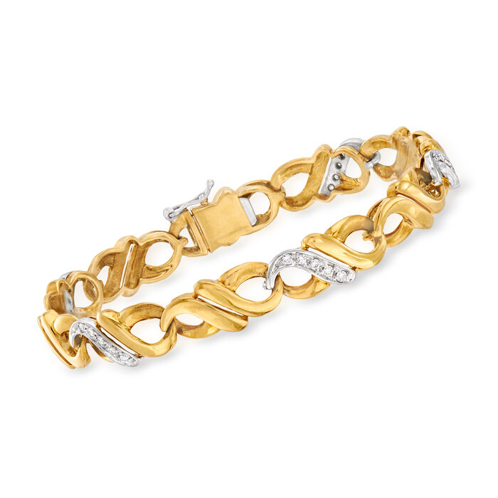 C. 1980 Vintage .40 ct. t.w. Diamond Infinity-Link Bracelet in 18kt Two-Tone Gold