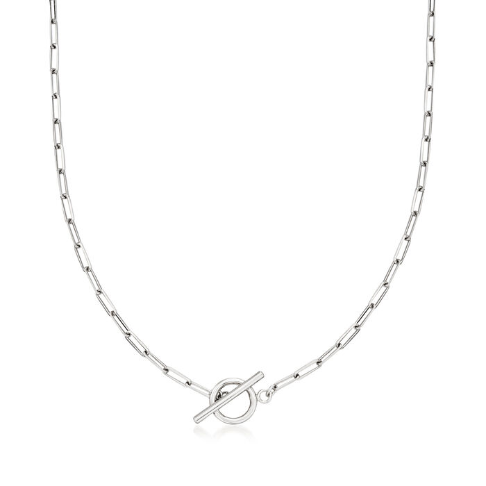 Sterling Silver 2.5mm Paper Clip Link Toggle Necklace