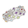 10.20 ct. t.w. Multi-Gemstone Bracelet with Diamond Accents in Sterling Silver