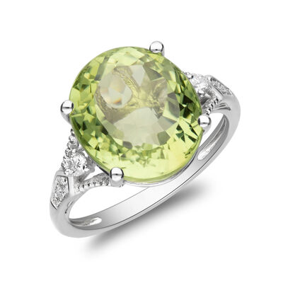 8.75 Carat Green Tourmaline and .59 ct. t.w. Diamond Ring in 14kt White Gold