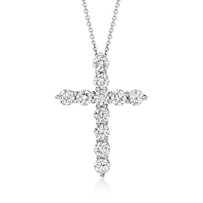 2.00 ct. t.w. Lab-Grown Diamond Cross Pendant Necklace in 14kt White Gold