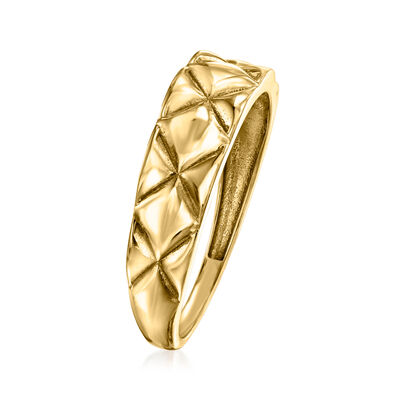 18kt Yellow Gold Quilted X-Pattern Ring