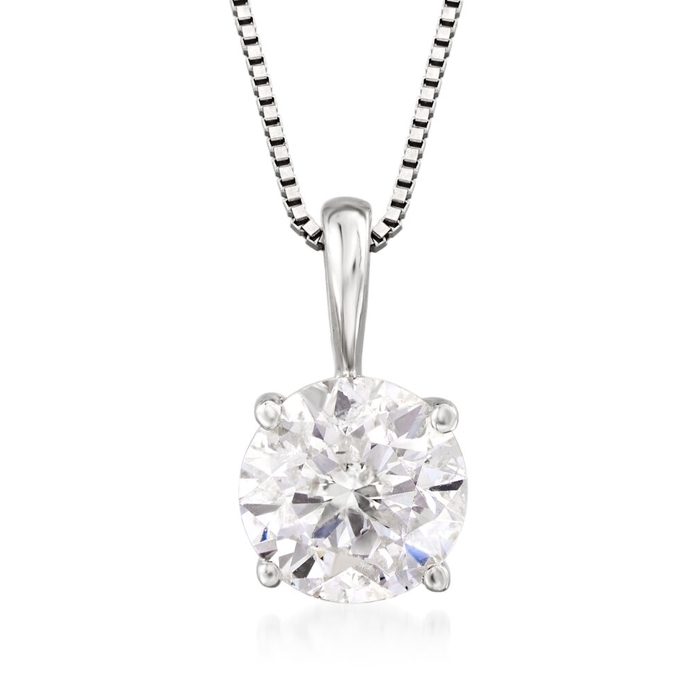 1.00 Carat Diamond Solitaire Pendant Necklace in 14kt White Gold. 18 ...