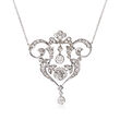 C. 1950 Vintage 1.75 ct. t.w. Diamond Fancy Drop Necklace in Sterling Silver and 14kt White Gold