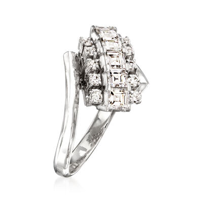 C. 1990 Vintage .95 ct. t.w. Diamond Bypass Ring in Platinum