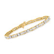 3.00 ct. t.w. Baguette and Round Diamond Bracelet in 18kt Gold Over Sterling