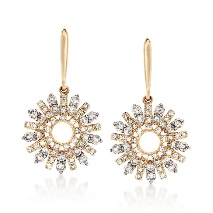 .80 ct. t.w. Diamond Start Burst Drop Earrings in 14kt Yellow Gold