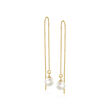 5-6mm Cultured Pearl Threader Earrings in 14kt Yellow Gold