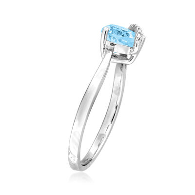1.00 Carat Sky Blue Topaz Heart Ring with Diamond Accents in Sterling Silver