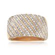 1.00 ct. t.w. Diamond Diagonal Stripe Ring in 18kt Gold Over Sterling